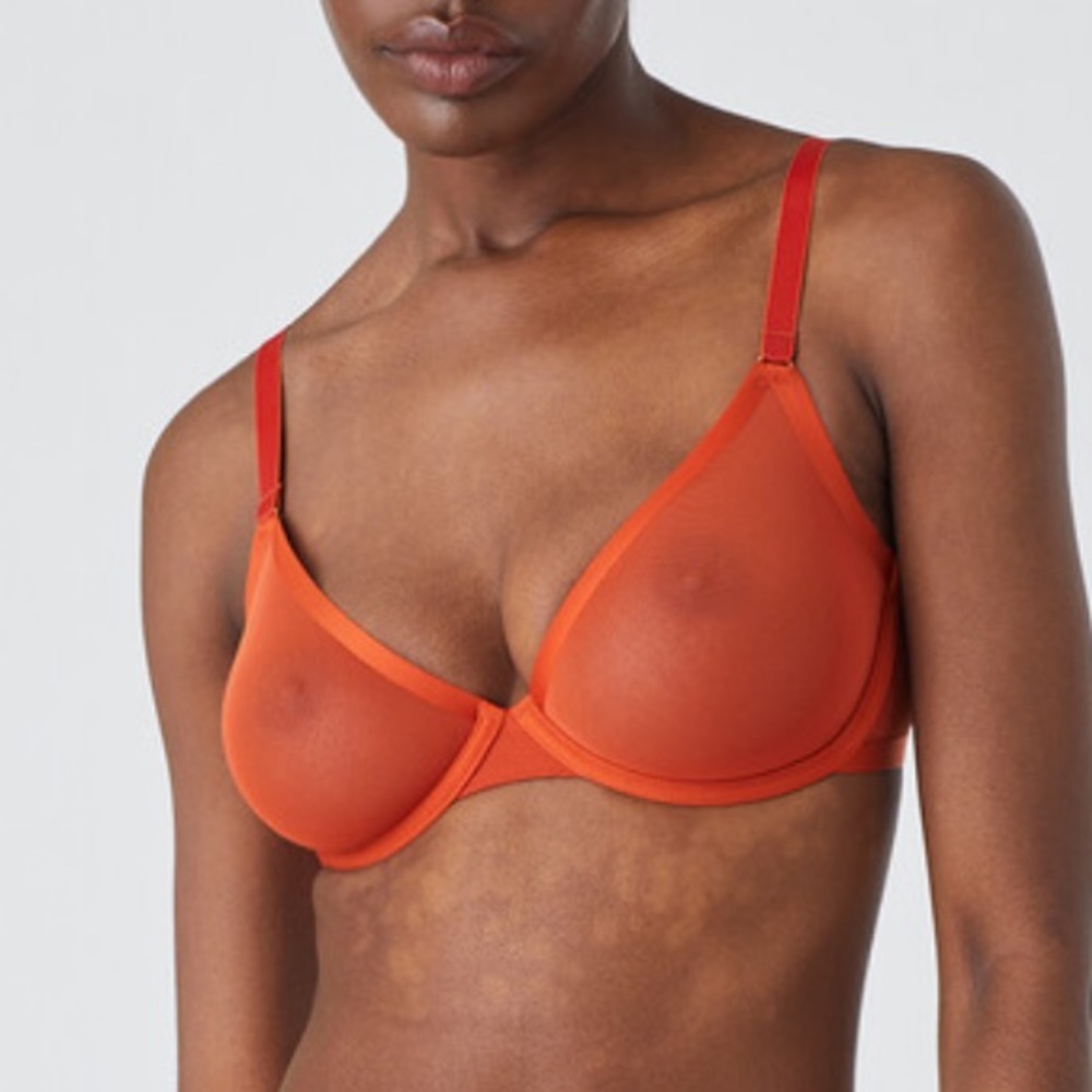 Cuup The Plunge Mesh Bra Mars Orange Sheer 36D